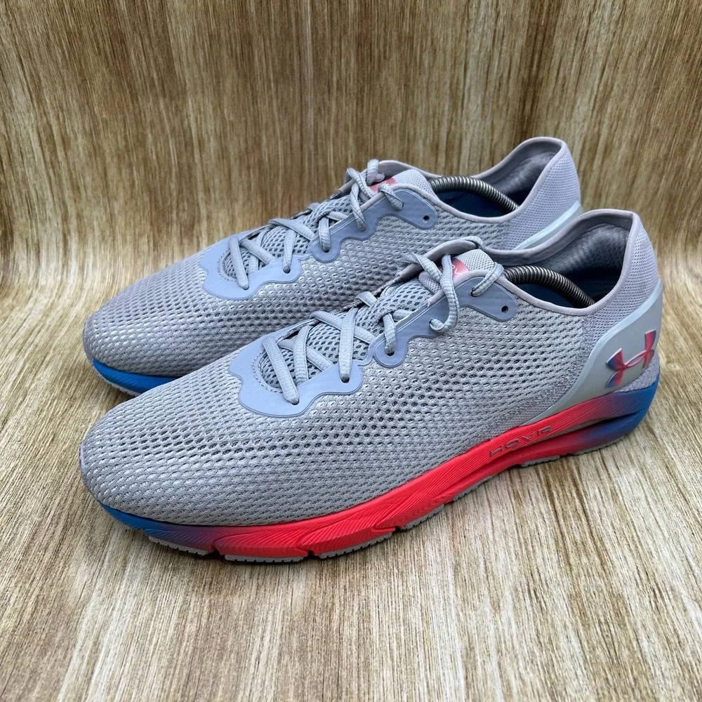 Under Armour HOVR Sonic 4 Men's Size 12 Grey Red Blue Running Shoes 3023997-100